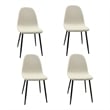 Evex Modern Dining Chairs Set of 4 with Black Metal Legs- Beige Linen