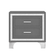 Lizzy Nightstand with Glitter Trim- Metal Legs- 2 Drawers- Gray Velvet