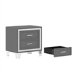Lizzy Nightstand with Glitter Trim- Metal Legs- 2 Drawers- Gray Velvet