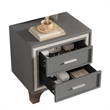 Lizzy Nightstand with Glitter Trim- Metal Legs- 2 Drawers- Gray Velvet