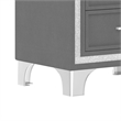 Lizzy Nightstand with Glitter Trim- Metal Legs- 2 Drawers- Gray Velvet