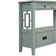 Freddy Sofa Console Table- 4 Drawers and Shelf- Blue Pine Wood 36 Inch