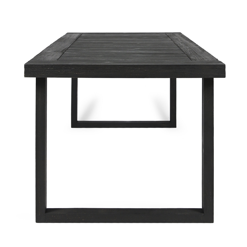 Outdoor Dining Table- Slatted Rectangular Top- Sandblasted Gray 69 Inch