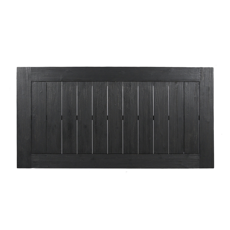 Outdoor Dining Table- Slatted Rectangular Top- Sandblasted Gray 69 Inch
