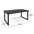 Outdoor Dining Table- Slatted Rectangular Top- Sandblasted Gray 69 Inch