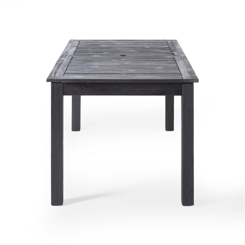 Outdoor Expandable Dining Table with Umbrella Hole- Dark Gray- 63-79 Inch