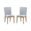 Emi 7Pc Round Dining Table Set- Oak Brown Pedestal Base- Gray Linen