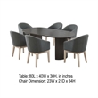 Beny 7pc Oval Dining Table Set- Fluted Pedestal Base- Wood- Gray Fabric
