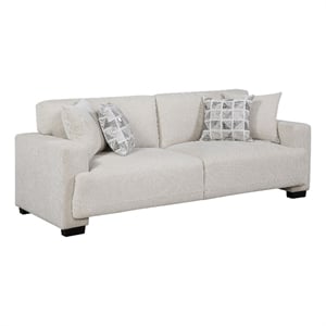 Covey Sofa with 4 Accent Pillows- Rubberwood Legs- Beige Chenille