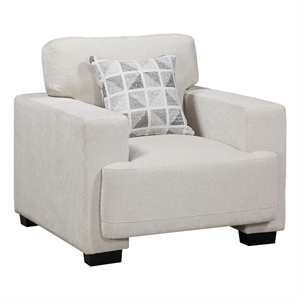 Covey Accent Chair with 1 Pillow and Rubberwood Legs- Beige Chenille