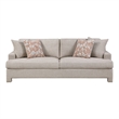 Evany Sofa with 4 Accent Pillows- Upholstered Legs- Taupe Chenille