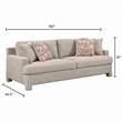 Evany Sofa with 4 Accent Pillows- Upholstered Legs- Taupe Chenille