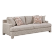 Evany Sofa with 4 Accent Pillows- Upholstered Legs- Taupe Chenille