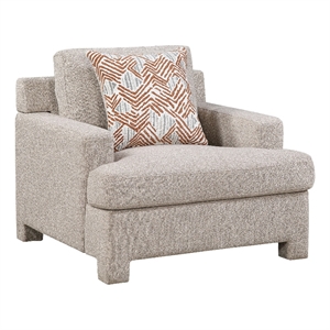 Evany Accent Chair with 1 Pillow and Upholstered Legs- Taupe Chenille