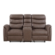 Meloni Glider Reclining Loveseat- Console and Holders- Brown Fabric