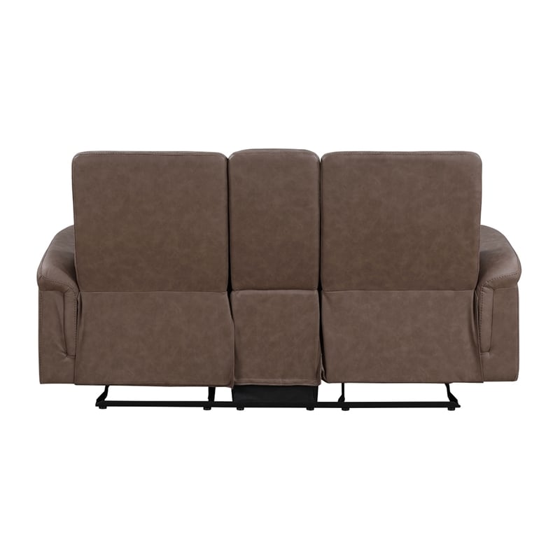 Meloni Glider Reclining Loveseat- Console and Holders- Brown Fabric