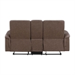 Meloni Glider Reclining Loveseat- Console and Holders- Brown Fabric