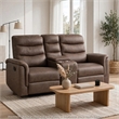 Meloni Glider Reclining Loveseat- Console and Holders- Brown Fabric