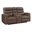 Meloni Glider Reclining Loveseat- Console and Holders- Brown Fabric