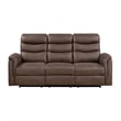 Meloni Double Glider Reclining Sofa- Drop-Down Table- Brown Microfiber
