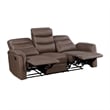 Meloni Double Glider Reclining Sofa- Drop-Down Table- Brown Microfiber