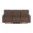 Meloni Double Glider Reclining Sofa- Drop-Down Table- Brown Microfiber