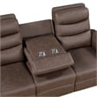 Meloni Double Glider Reclining Sofa- Drop-Down Table- Brown Microfiber