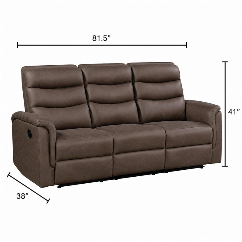 Meloni Double Glider Reclining Sofa- Drop-Down Table- Brown Microfiber