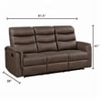 Meloni Double Glider Reclining Sofa- Drop-Down Table- Brown Microfiber