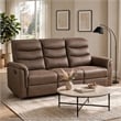 Meloni Double Glider Reclining Sofa- Drop-Down Table- Brown Microfiber