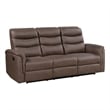 Meloni Double Glider Reclining Sofa- Drop-Down Table- Brown Microfiber