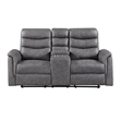 Meloni Glider Reclining Loveseat- Console and Holders- Gray Microfiber