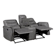 Meloni Glider Reclining Loveseat- Console and Holders- Gray Microfiber