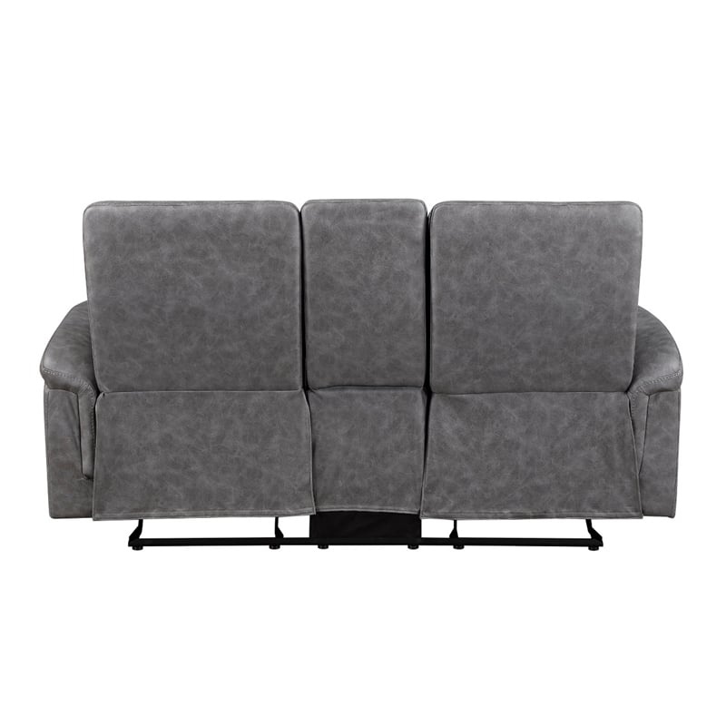Meloni Glider Reclining Loveseat- Console and Holders- Gray Microfiber
