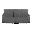 Meloni Glider Reclining Loveseat- Console and Holders- Gray Microfiber
