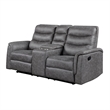 Meloni Glider Reclining Loveseat- Console and Holders- Gray Microfiber