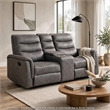 Meloni Glider Reclining Loveseat- Console and Holders- Gray Microfiber