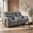 Meloni Glider Reclining Loveseat- Console and Holders- Gray Microfiber