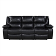 Licot Double Manual Reclining Sofa- 3 Seater- Black Top Grain Leather