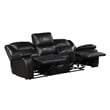 Licot Double Manual Reclining Sofa- 3 Seater- Black Top Grain Leather