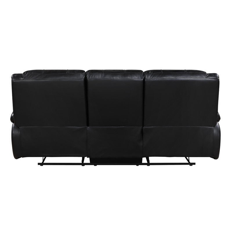 Licot Double Manual Reclining Sofa- 3 Seater- Black Top Grain Leather
