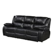 Licot Double Manual Reclining Sofa- 3 Seater- Black Top Grain Leather