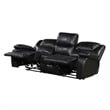 Licot Double Manual Reclining Sofa- 3 Seater- Black Top Grain Leather