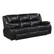 Licot Double Manual Reclining Sofa- 3 Seater- Black Top Grain Leather