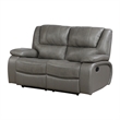 Licot Double Manual Reclining Loveseat- Foam Fill Gray Top Grain Leather