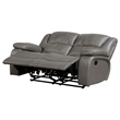 Licot Double Manual Reclining Loveseat- Foam Fill Gray Top Grain Leather