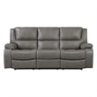Licot Double Manual Reclining Sofa- 3 Seater- Gray Top Grain Leather
