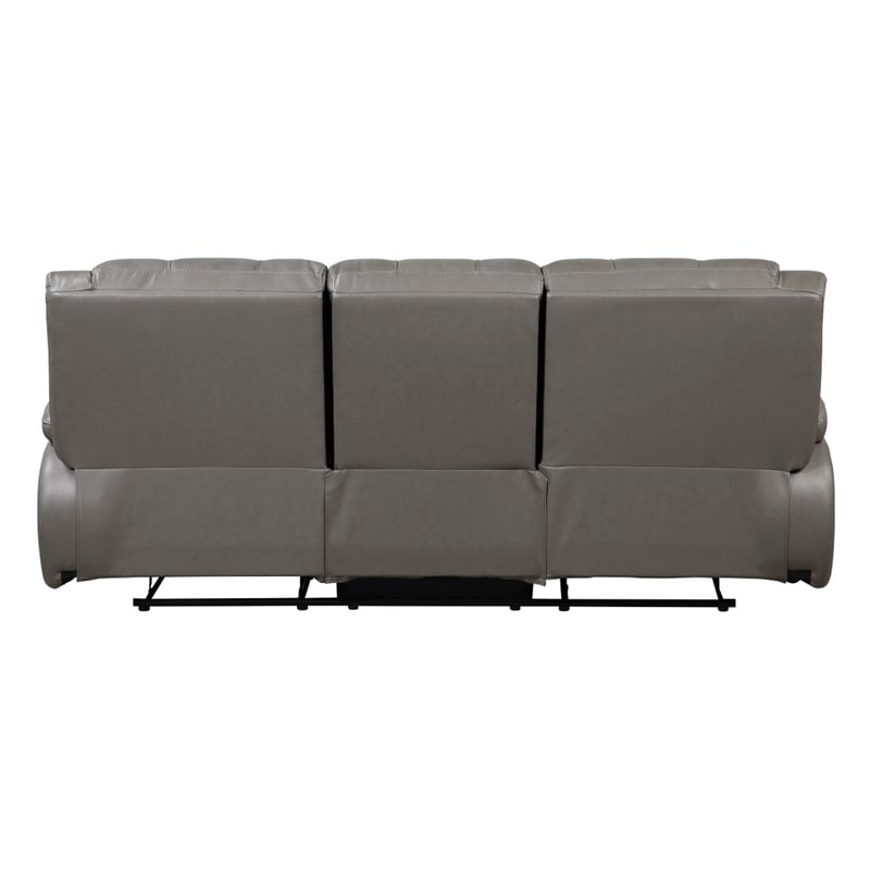 Licot Double Manual Reclining Sofa- 3 Seater- Gray Top Grain Leather