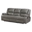 Licot Double Manual Reclining Sofa- 3 Seater- Gray Top Grain Leather
