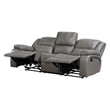 Licot Double Manual Reclining Sofa- 3 Seater- Gray Top Grain Leather